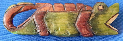 Wood carved Alligator pin