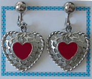 SHREXCL red enamel heart clip earrings