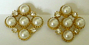 Faux pearl & rhinestone post earrings