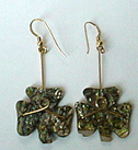 Abalone shamrock hook earrings