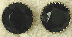 Faceted black glass clip earrings