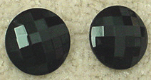 Black faceted glass clip earrings