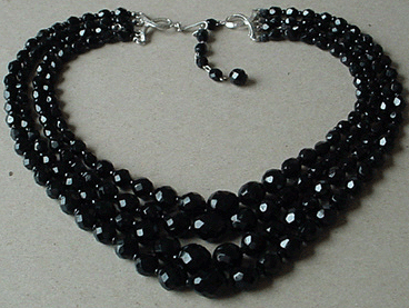 Four strand black crystal necklace