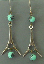Tower blue bead earrings