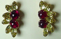 Carnegie yellow crystal red glad clip on earrings