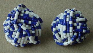Blue & white seed bead post earrings