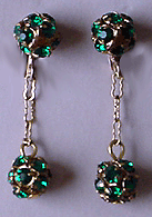 Green rhinestone clip earrings