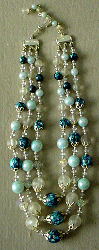 Crystal, glass, faux pearl & bead necklace