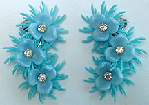Vintage soft plastic blue clip earrings
