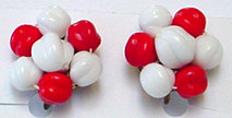 Red & white bead screw back earrings