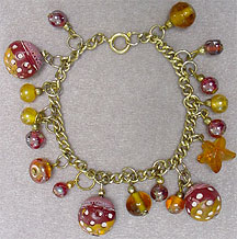 Wood glass bead charm bacelet