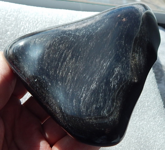 silver sheen obsidian contour polished