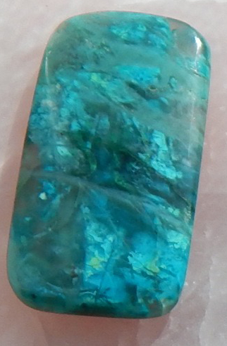 quartz, malachite/chrysocolla cabochon