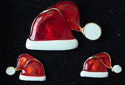 Santa hat pin with pierced earrings