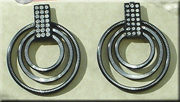 Black metal with silver design overlay earrings