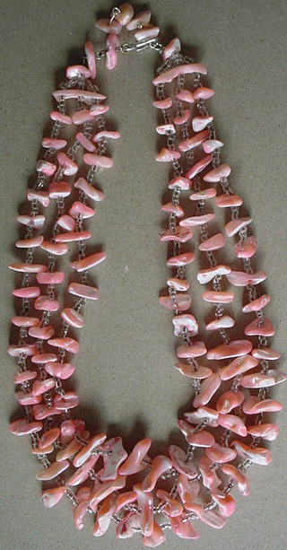 Six strand pink shell necklace