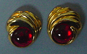 Red glass inset earrings