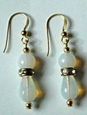 White opalescent bead earrings