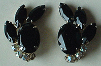 Black rhinestone clip earrings