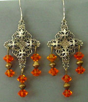 Filigree orange acrylic dangles