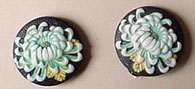 Glass chrysantheum, screw back earrings, Japan