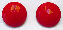 Red faceted glass screw back earrings