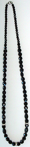 Black bead rhinestone necklace