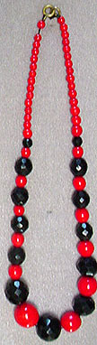 Vintage red and black glass bead choker