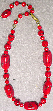 Vintage red glass bead choker