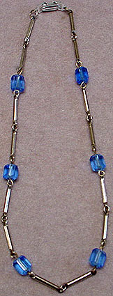 Blue glass crystal choker