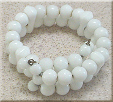 Large white glass bead coil bracelet